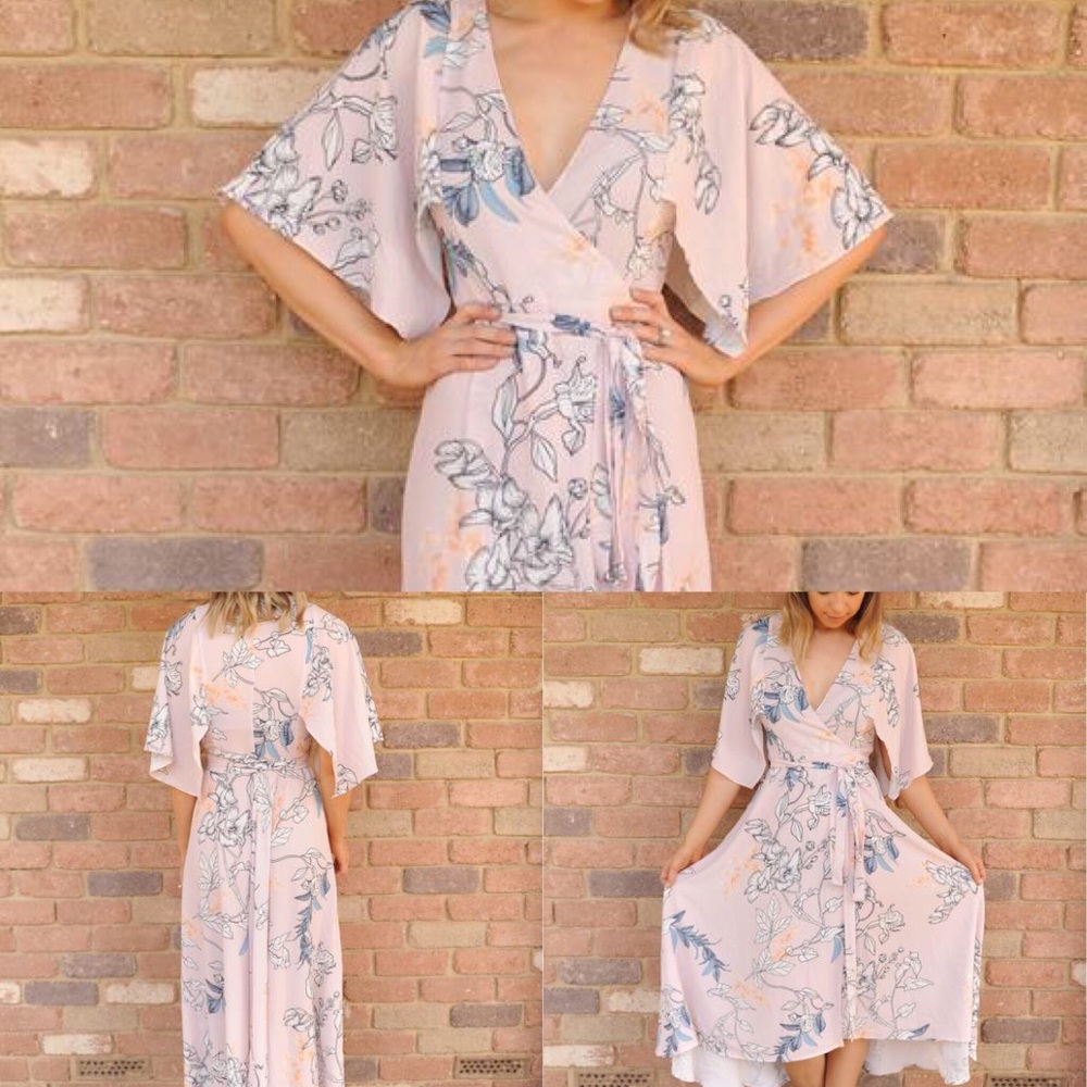 Floral Pink Wrap Dress
